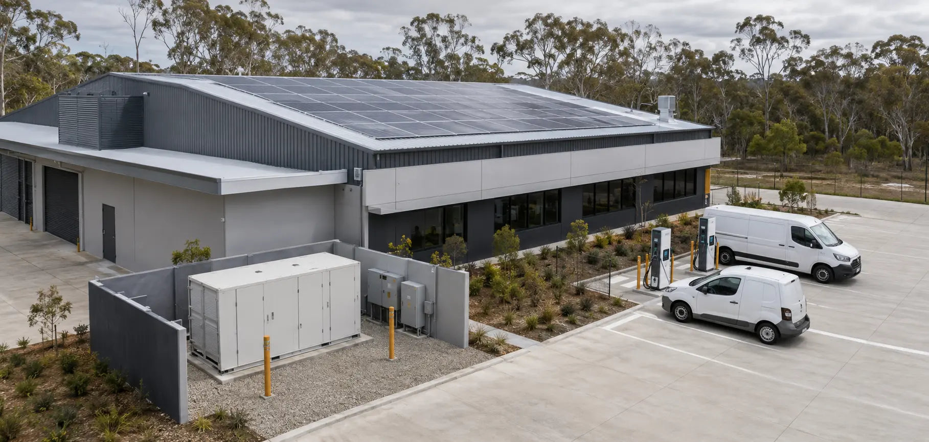 Australian commercial site integrating rooftop solar, battery storage and EV charging