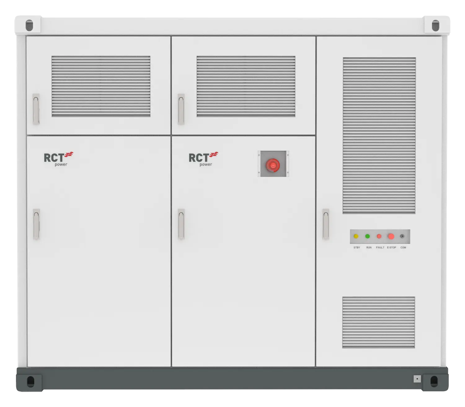 Front view of RCT Power 1044 kWh battery energy storage cabinet