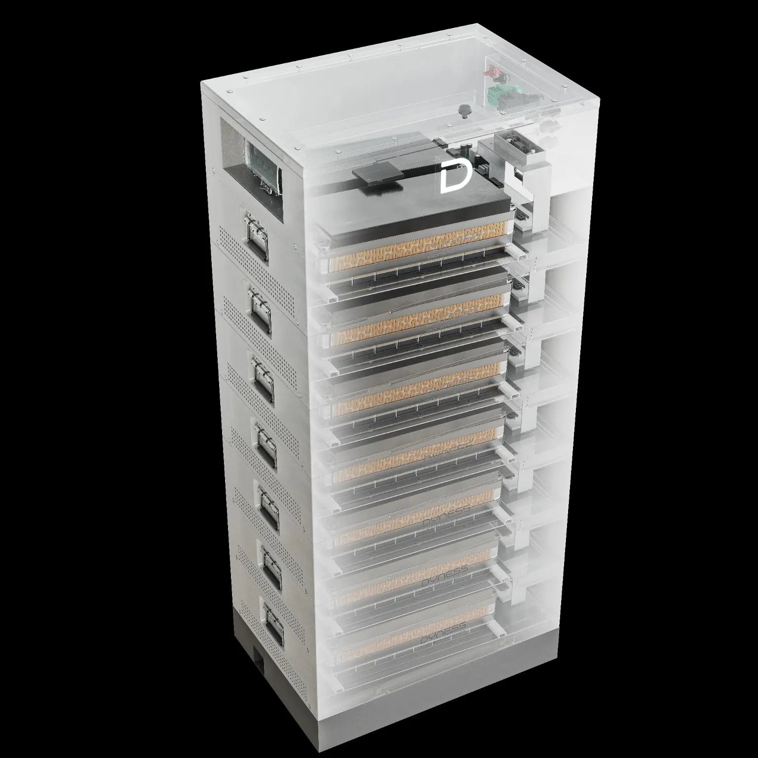 Manufacturer cutaway illustration of a Dyness STACK100 Pro modular battery stack