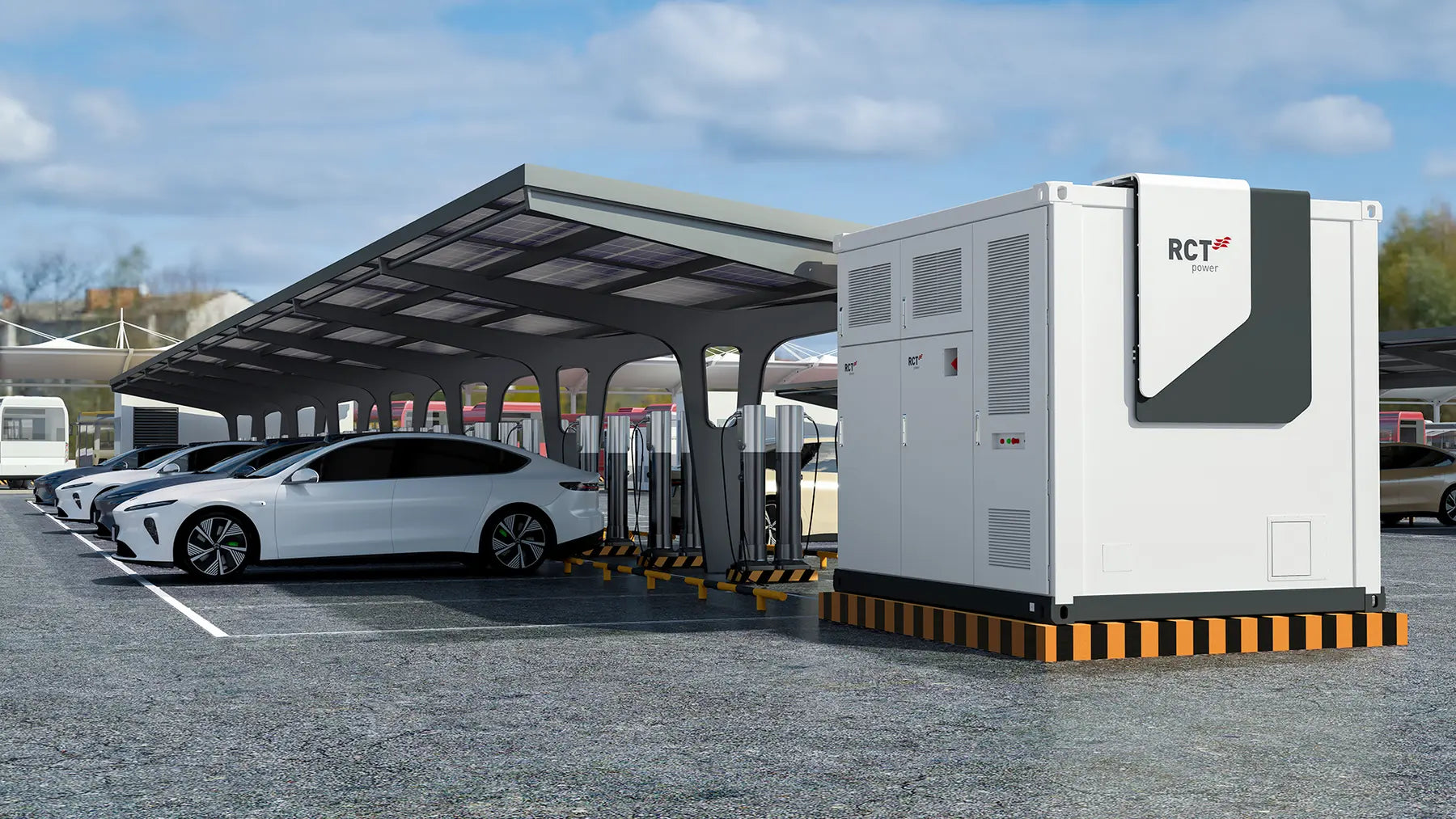 EV charging site supported by an RCT Power 1044 kWh battery system