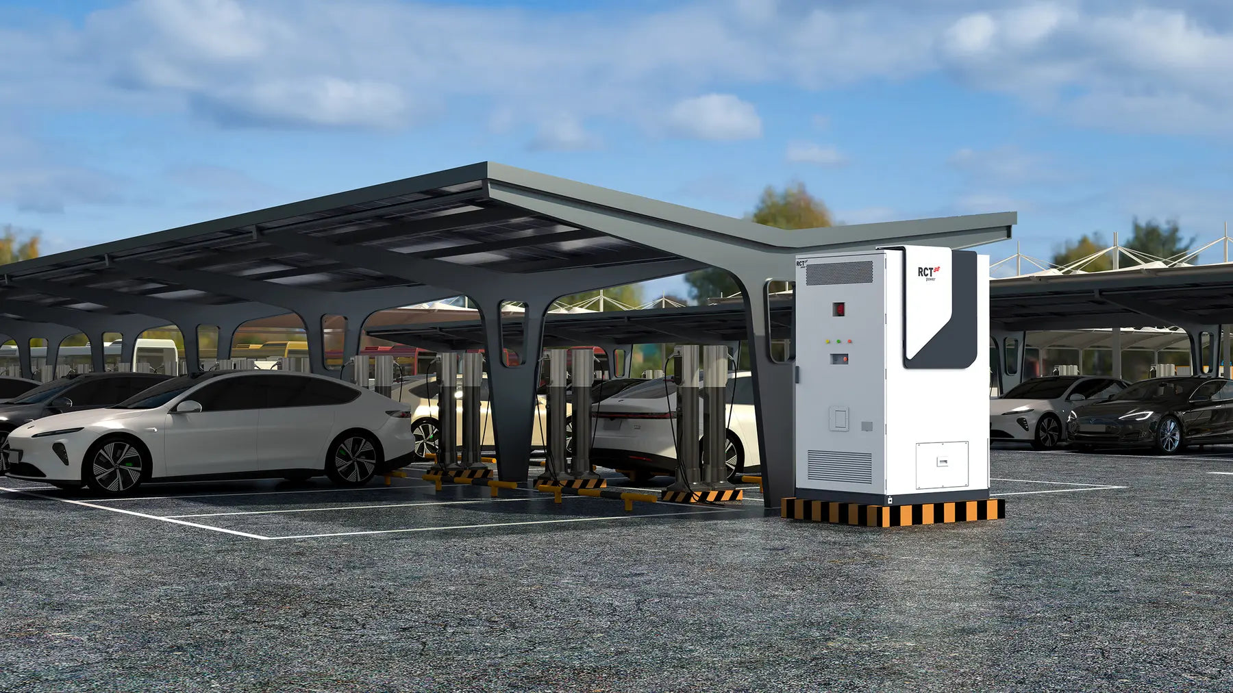 EV charging site supported by an RCT Power 261 kWh battery system