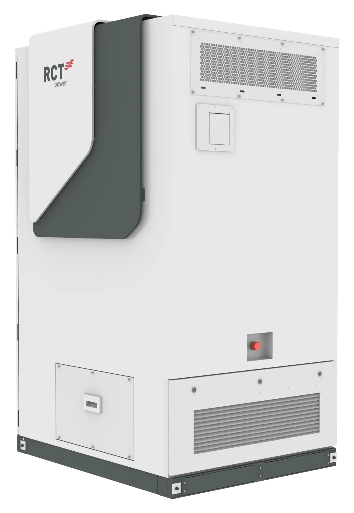 Side equipment view of a commercial battery cabinet