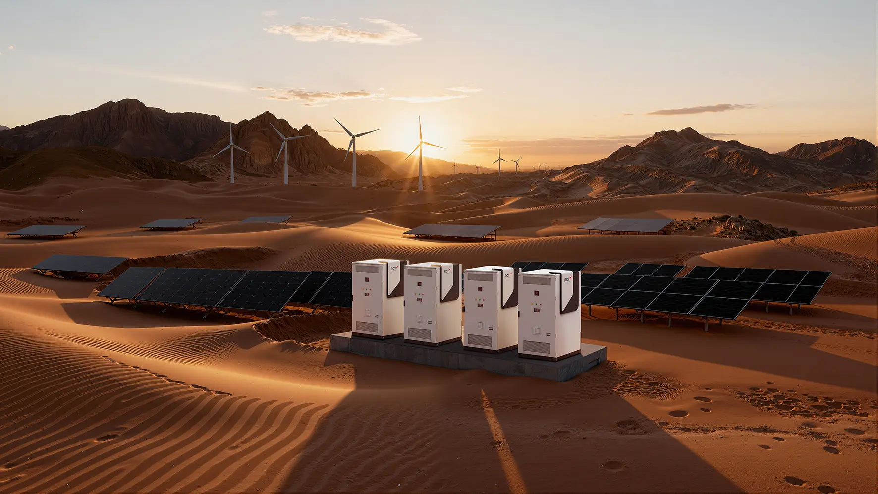 Illustrative renewable energy site with RCT Power battery systems